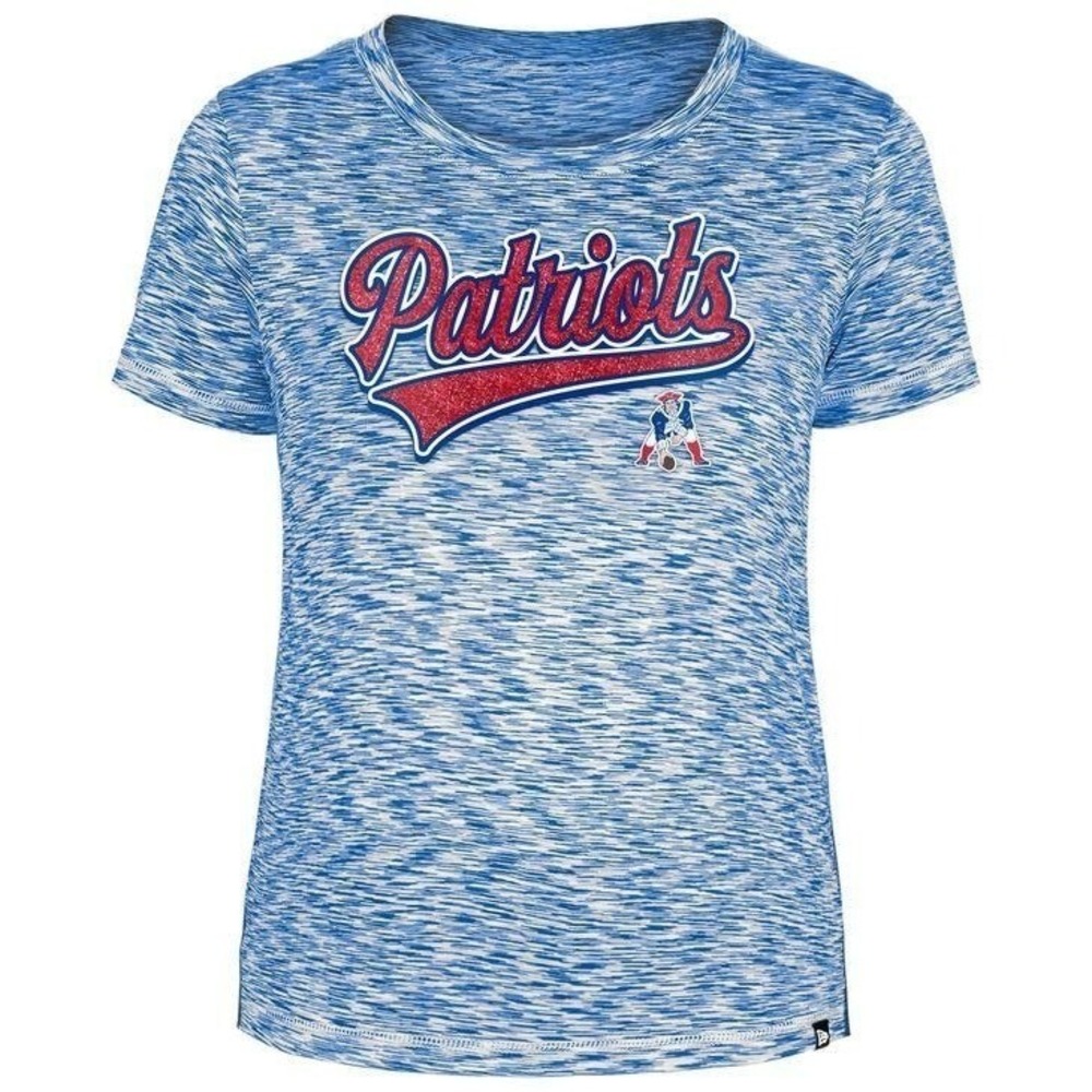 New‎ England Patriots NFL Women's Team Apparel T Shirt Heather Blue Red Size XL